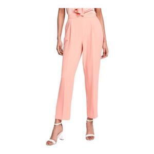 Bar III Womens Textured Crepe Pleated Pull-On Pants Peach Amber Large NWT
